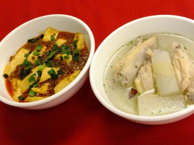 大根と鶏手羽先のスープ・ひき肉と豆腐の唐辛子煮込み