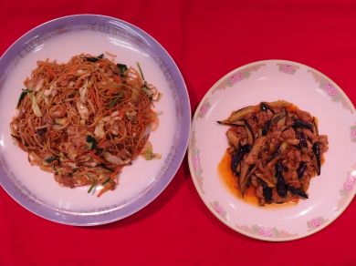 上海炒麺　魚香茄子