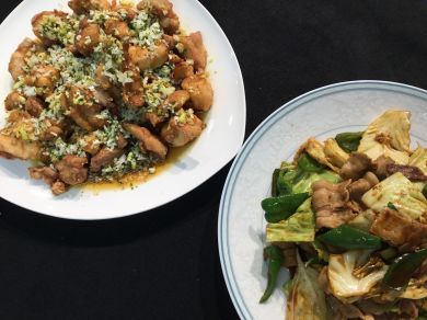 回鍋肉　鶏の唐揚げ 香味野菜ソースがけ