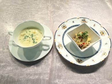 ポタージュ　ピクルス入りポテトサラダ