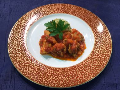 チキントマト煮 オニオングラティネ添え