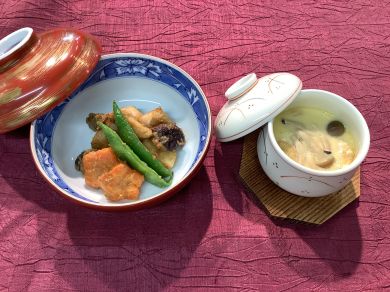 野菜の利休煮　甘酒茶碗蒸し